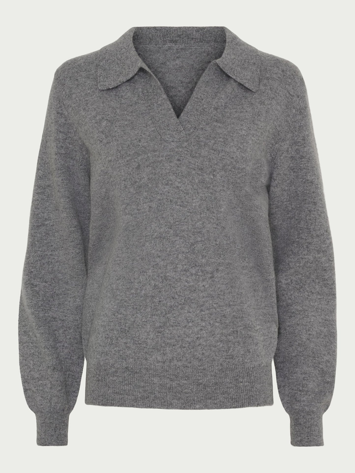 Cashmere Blend Open - Neck Polo grey - La Rue Copenhagen