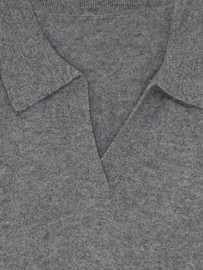 Cashmere Blend Open - Neck Polo grey - La Rue Copenhagen